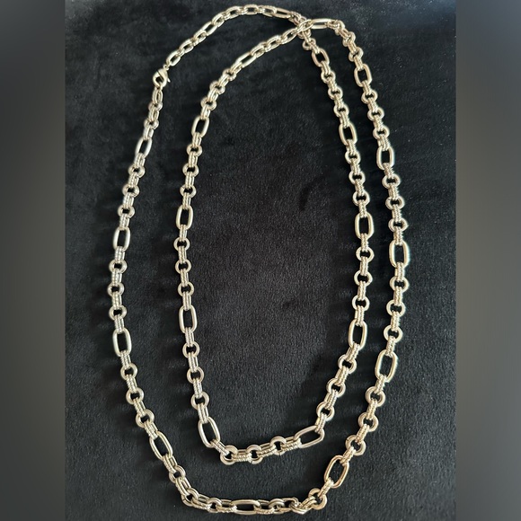 Extra Long Textured Chain Link Necklace - 23" Drop - Picture 1 of 2